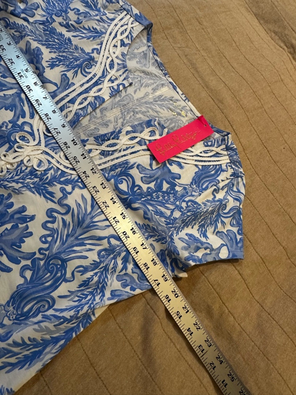 Lilly Pulitzer Blue & White Short Sleeve Embroidered V-Neck Dress - Picture 10 of 10